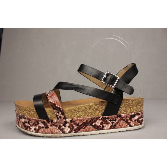 Wells Comfort Women's Sz 8 Strap Platform Sandals Open Toe Snake Skin Pattern - Picture 8 of 15